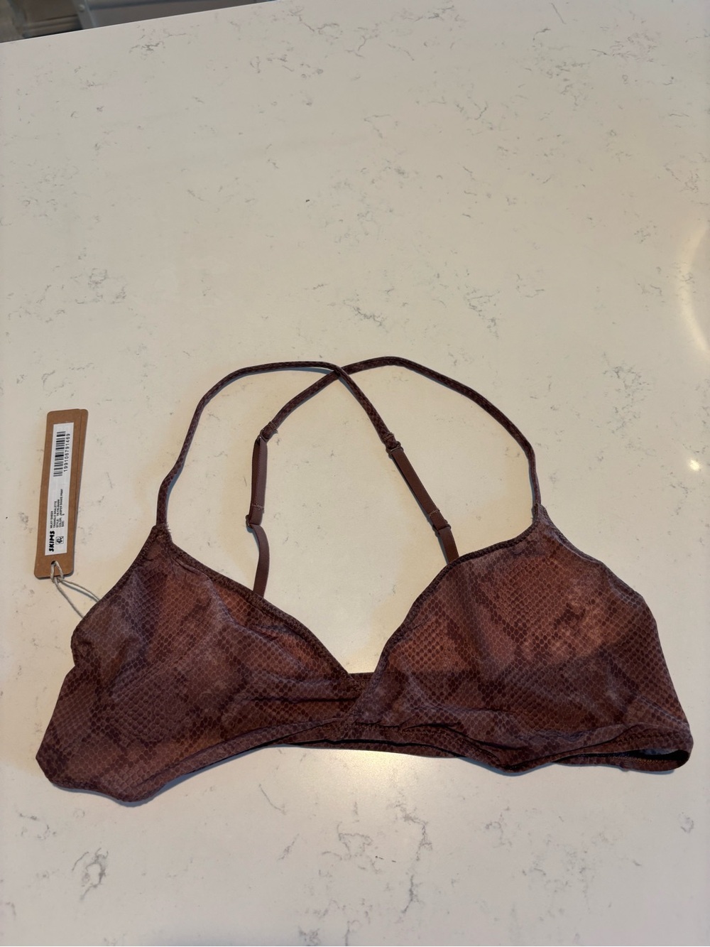SKIMS Brown Snake-Print Wireless Bralette